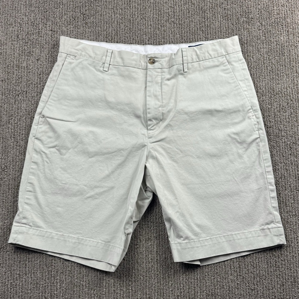 Polo Ralph Lauren Mens 34 Classic Fit Chino Shorts 9" Flat Front Stretch Khaki